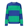 thumbnail image 6 of mihongmao Trendy Tops for Women 2024 Women's Fall Striped Print Sweatshirt Long Sleeved Crewneck Basic Tops Blouse,Womens Tops Clearance under $5 Green XXL, 6 of 8