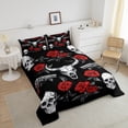 thumbnail image 4 of Erosebridal Cow Skull Skeleton Bedding Full Comforter Set, Hunting Theme Down Comforter, Gothic Rose Flower Home Decor, Reversible 3pcs, 4 of 8