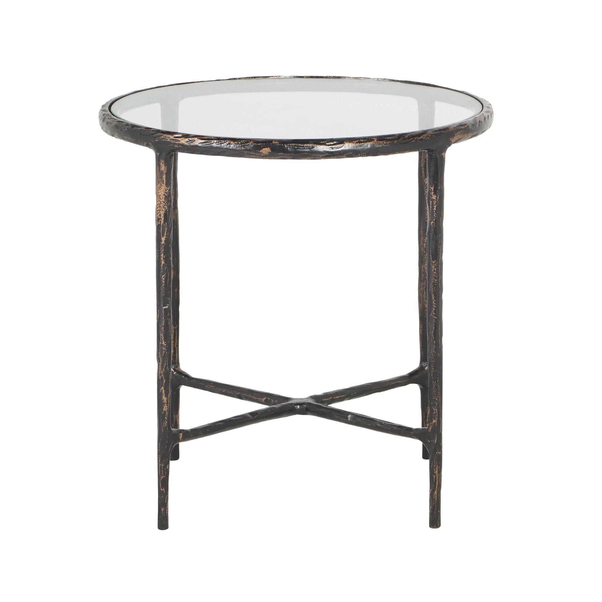 Ox Bay Nicole 22" Round Glass Top Side Table – Contemporary Accent Table for Indoor Use, 22" High