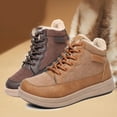 thumbnail image 5 of Snow Boots for Women Casual Winter Fuzzy Lace up Walking Shoes Comfortable Platform High Top Sneakers Brown Size 5.5, 5 of 7