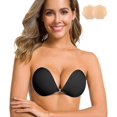 thumbnail image 2 of Adhesive Bra Strapless Sticky Invisible Push Up Silicone Bra For Backless Dress With Nipple Covers Nude, 2 of 4