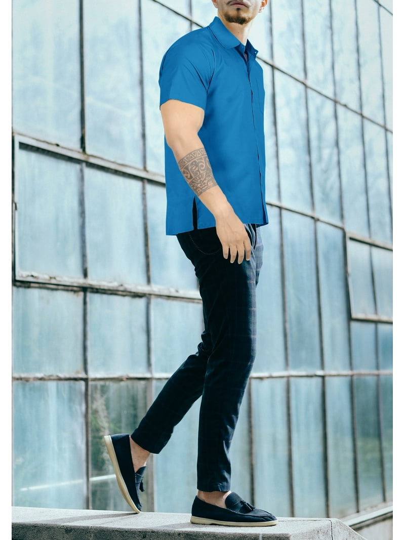 teal dress shirts for guys Teal with Black Accent Dress Shirts