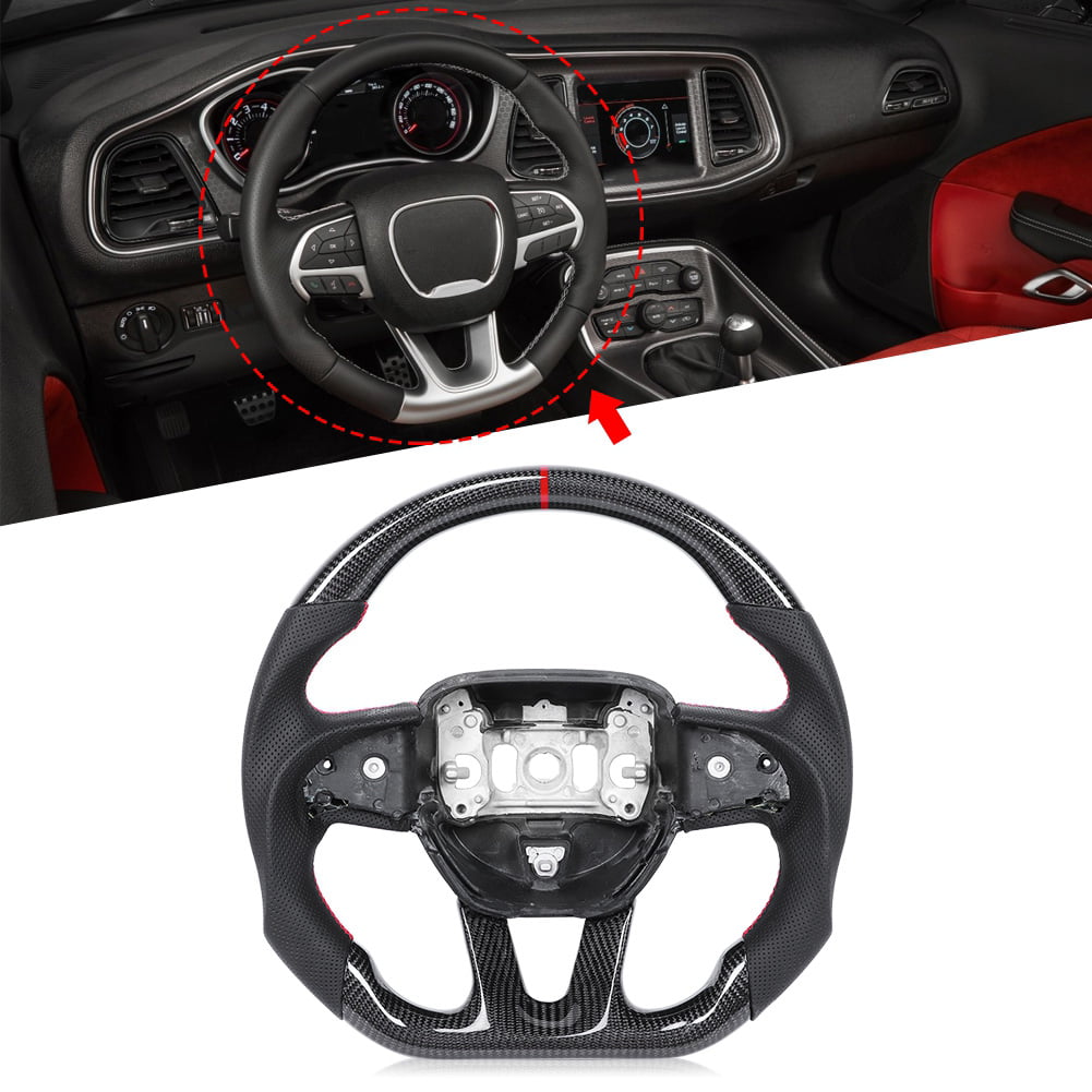 For Jeep Grand Cherokee 2014-2020 Red Carbon Fiber Steering Wheel Center Trim