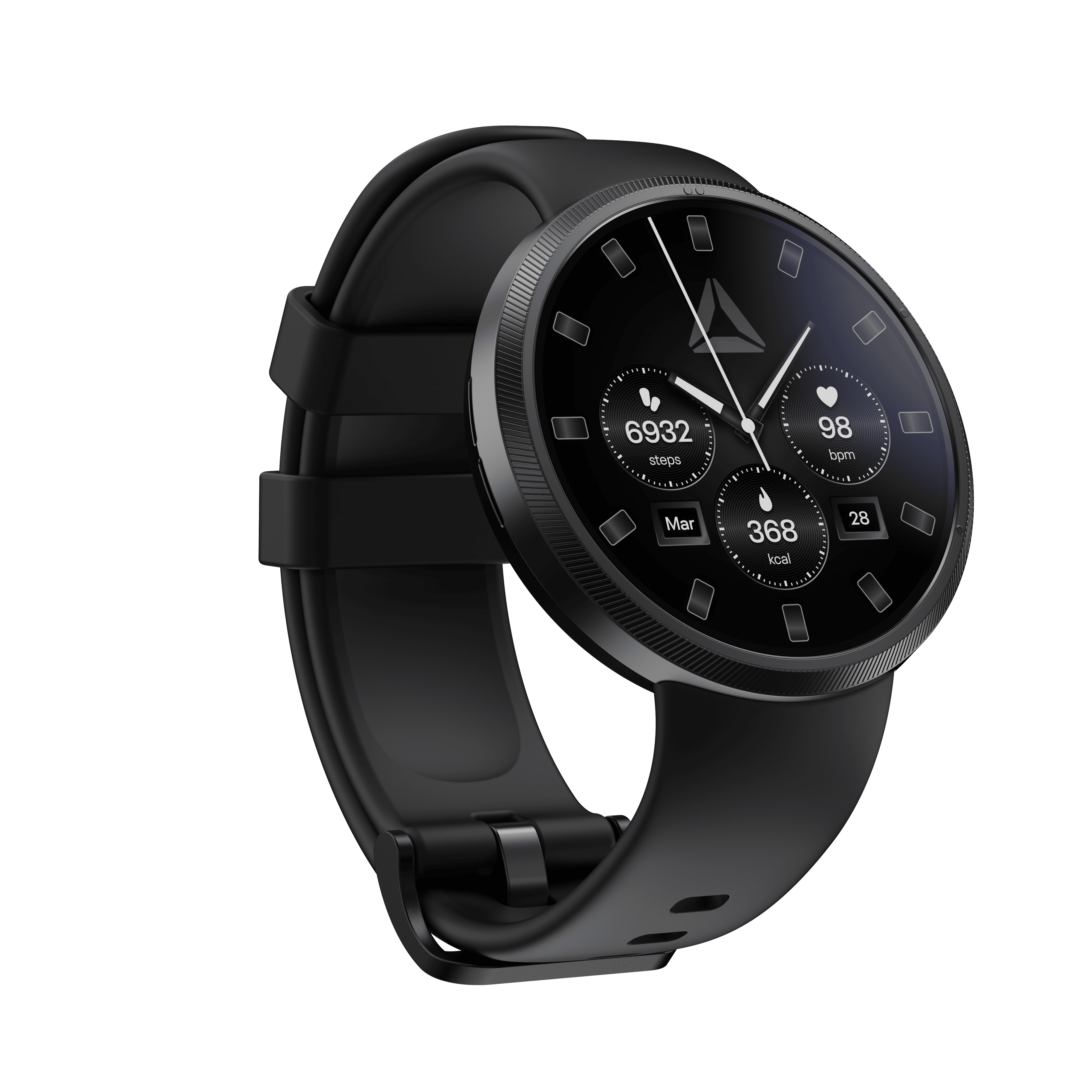 REEBOK Stride Smartwatch Scratch-Resistant Black Plastic Case with Black Watch Band, 1 Pack