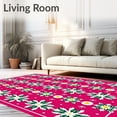 thumbnail image 2 of ODIKA 6'x9' Machine Washable Non-Slip Area Rug, Festive Snowflake with Pine Bough Accents and Holiday Motifs High Traffic Rug with Pad, Pink, 738046, 2 of 8