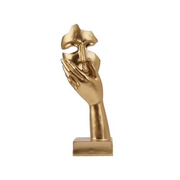 Estatua de arte facial para mujer, estatua coleccionable, figura de resina creativa Simple, artesanía para repisa de chimenea, escritorio, Dorado Soledad Escultura Dama Pensadora