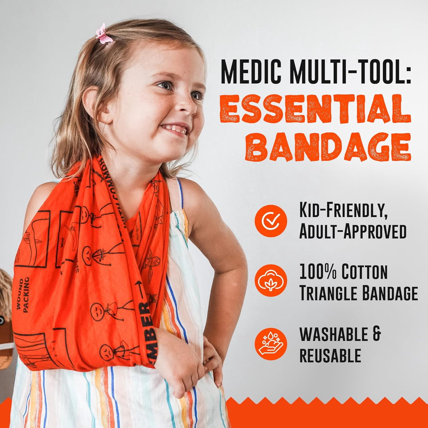 Warrior Kid Medic Med Kit – First Aid Kit with Triangular Bandage, Compact Emergency Essentials for Kids & Adults, Travel Ready