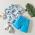 thumbnail image 2 of Ketyyh-chn99 Little Boys Clothes Graphics Print Pocket Shirt Shorts 2Pcs Summer Outfits White,80, 2 of 5