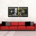thumbnail image 4 of HFDF 100 Money Wall Art Black Gold Dollars Bill Canvas Patgs Posters and Posters spirational Wall Pictures for Bathroom Guest Room Game Room Wall Hang Large Wooden Art Prt- 24x16inch Framed, 4 of 6