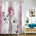 thumbnail image 2 of Rustic Farmhouse Shower Curtain, Farm Pink Daisy Floral Flowers and Butterfly on Country Wooden Shower Curtain for Bathroom, Pink Grey Bathroom Shower Curtains with 6PCS Hooks, 36X70IN, 2 of 5