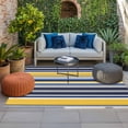 thumbnail image 2 of Navy Blue Yellow Striped Outdoor Rug for Patio/Deck/Porch, Non-Slip Large Area Rug 6 x 9 Ft, Farmhouse Vintage Stripe Indoor Outdoor Rugs Washable Area Rugs, Reversible Camping Rug Carpet Runner, 2 of 8