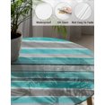 thumbnail image 3 of Fitted Round Tablecloths Table Covers 36-44in,Turquoise Gray Striped Waterproof Elastic Edged Table Cloth for Kitchen Dining Holiday Party Tables Decor,Vintage Horizontal Stripes, 3 of 6