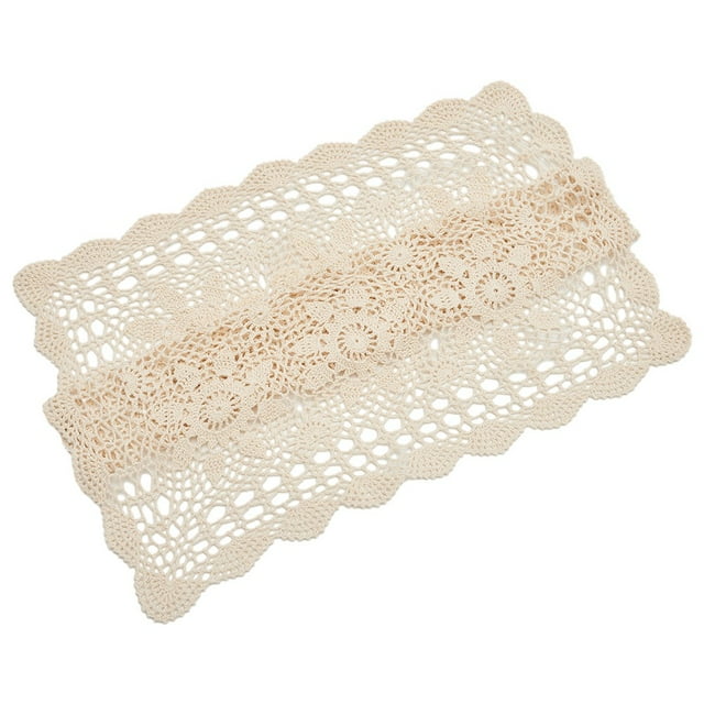 Square Table Cover Lace Cotton Table Place Mat Dining Pad Cloth Crochet Placemat Cup Mug Tablecloth Tea Coaster Handmade 40/60cm Beige