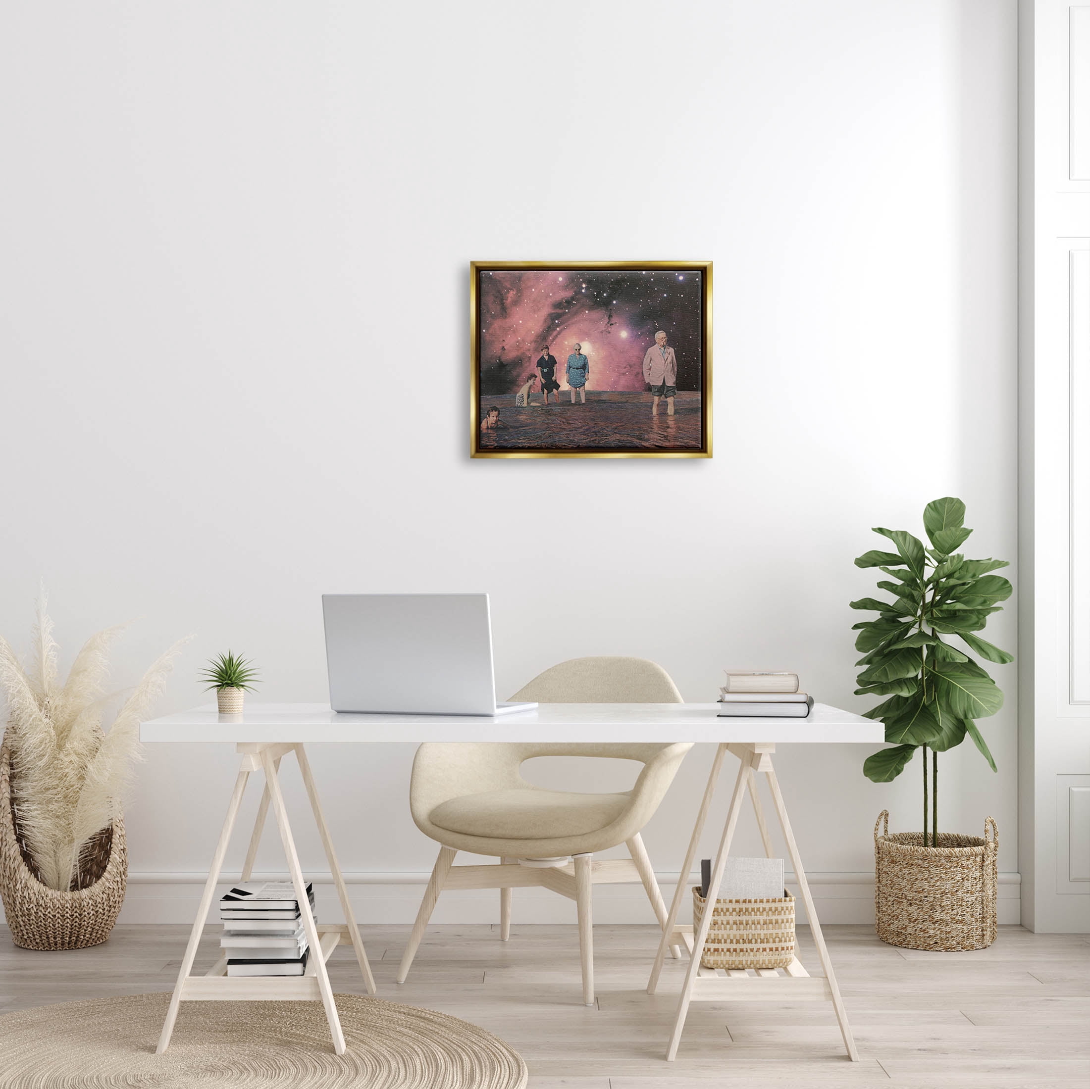 Stupell Industries Surreal Family Vivid Galaxy Planet Graphic Art Metallic Gold Floating Framed Canvas Print Wall Art, Design by Matheus Lopes Castro