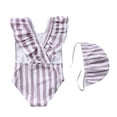 thumbnail image 4 of Hrsba Plaid Baby Swimsuit Girl 1 Piece Swimwear with Swim Cap Summer Swimwear, 4 of 5