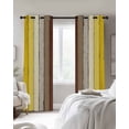 thumbnail image 3 of Yellow Brown Blackout Curtains, Light Blocking Print Window Curtains, Farmhouse Wood Grain Vintage Striped Thermal Insulated Window Drapes for Living Room Kitchen Cafe 2 Panels, 55"W x 39"L, 3 of 9