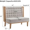 thumbnail image 3 of Andeworld Loveseat Settee  with Rattan Arms, Upholstered Modern Mini High-Back Sofa Couch,Banquette Dining  for Living Dining Room Bedroom Office Small Space Entryway，Grey, 3 of 8
