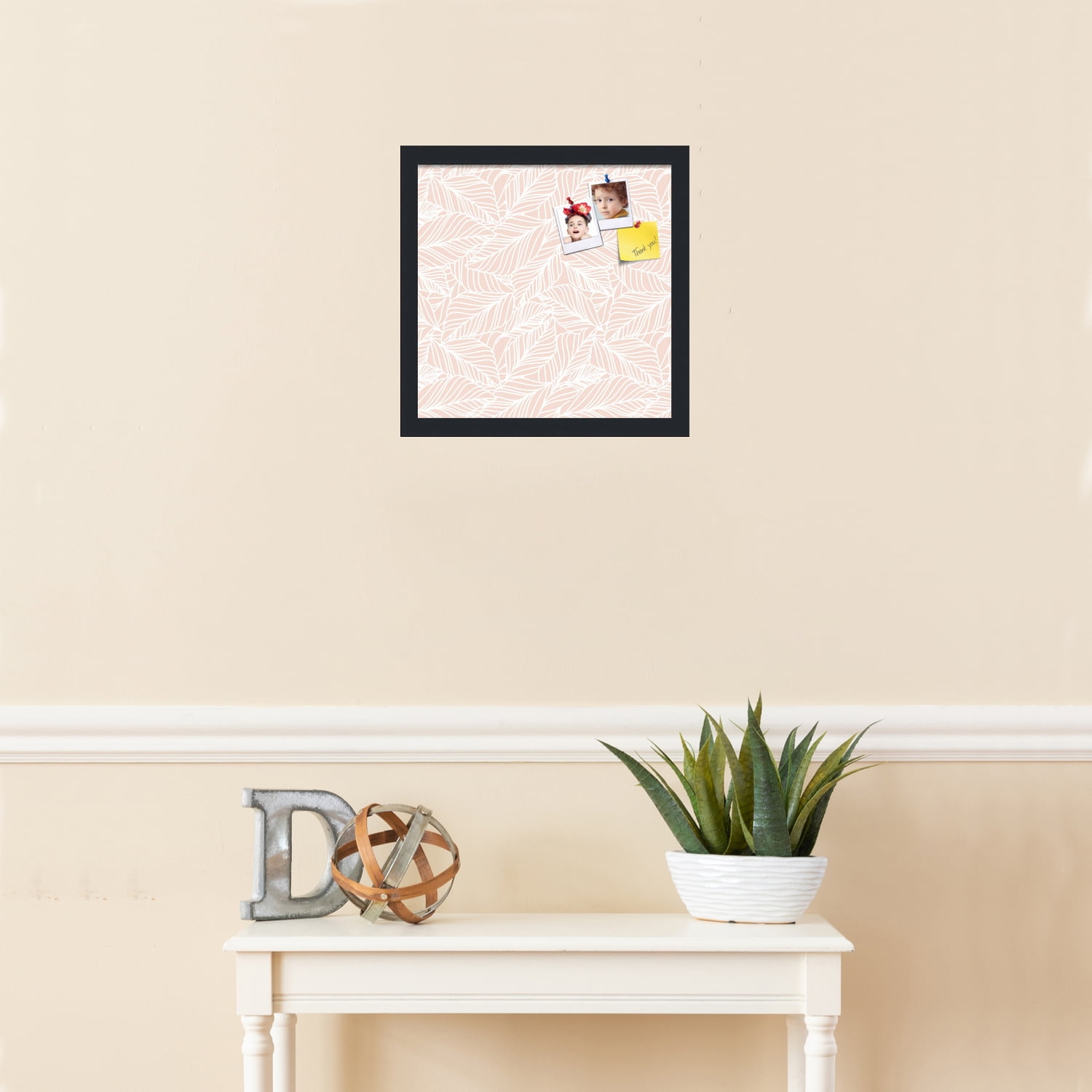 PinPix 14x14 Custom Cork Bulletin Board Peach White Poster Board Has a Fabric Style Canvas Finish, Framed in Peach White, by ArtToFrames (PinPix-1874)