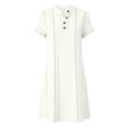 thumbnail image 6 of QUNYINEY Faux Cotton Linen Summer Dresses for Women Plus Size Short Sleeve White Mini A Line Dress Button Casual V Neck Loose Fit Dresses, 6 of 6