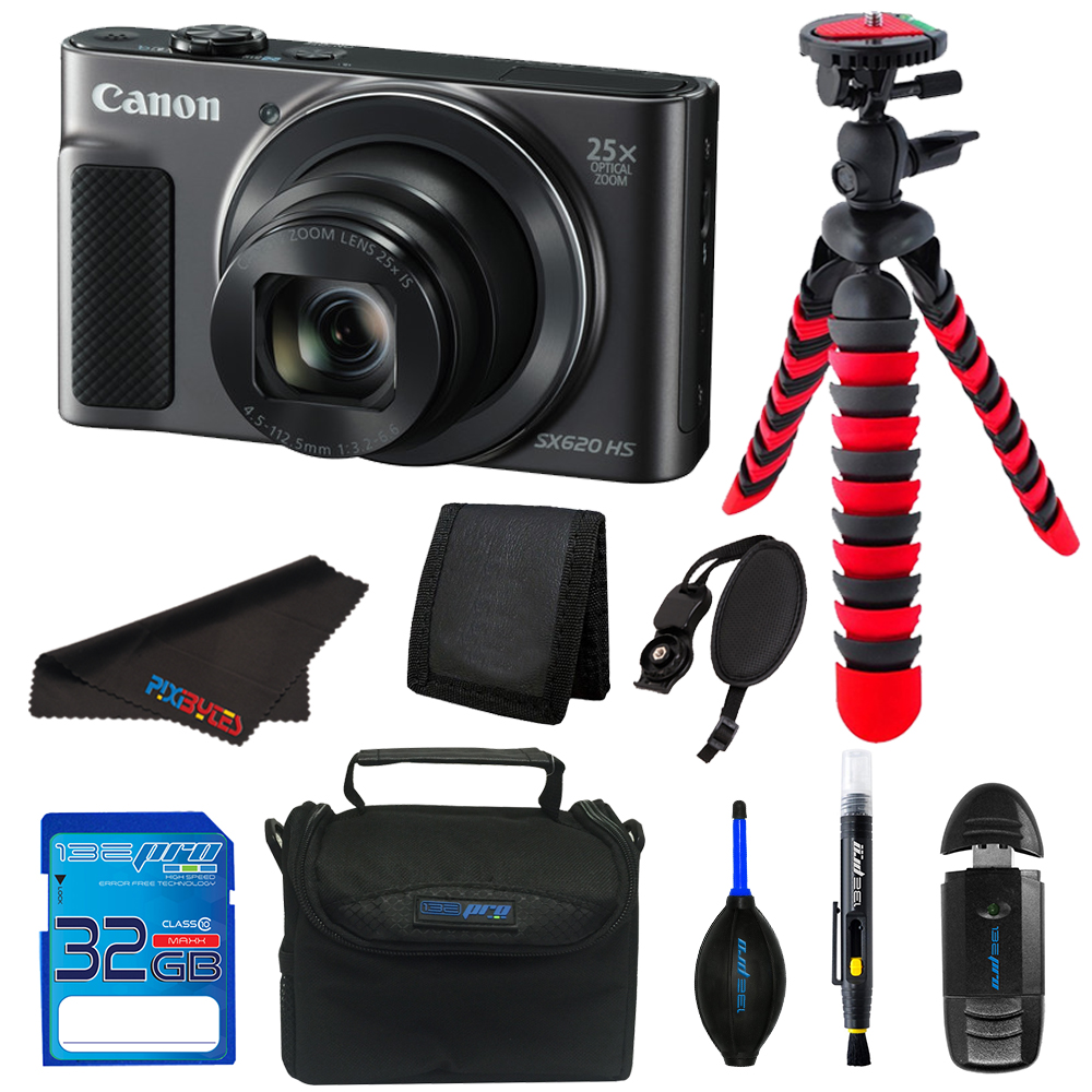 Canon PowerShot SX620 HS Digital Camera (Black) + 32GB SD Card + Tripod