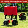 thumbnail image 3 of BEAU JARDIN Collapsible Folding Beach Wagon Cart Foldable All Terrain Wagon with Brake Free Standing Utility Camping Grocery Portable Rolling Outdoor Garden Sport Heavy Duty Shopping Push Red, 3 of 7