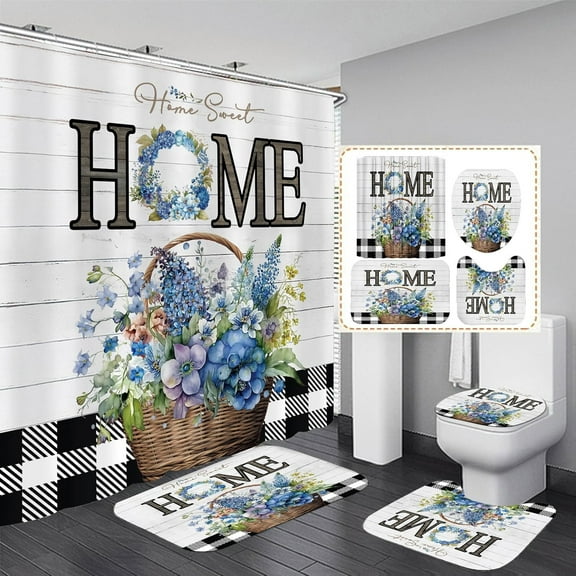 FZDHHY 4PCS Christmas Red Bathroom Decor Set Christmas Decorative Ball Shower Curtain Set Snow Bathroom Set Festivals Shower Curtains for Bathroom with Hooks 72x72 inch