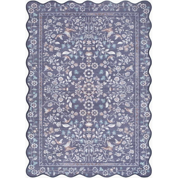 BoutiqueRugs Dascha Contemporary Area Rug - Machine Washable - Slate Gray, Powder Blue, Ivory - 2' x 2'11"