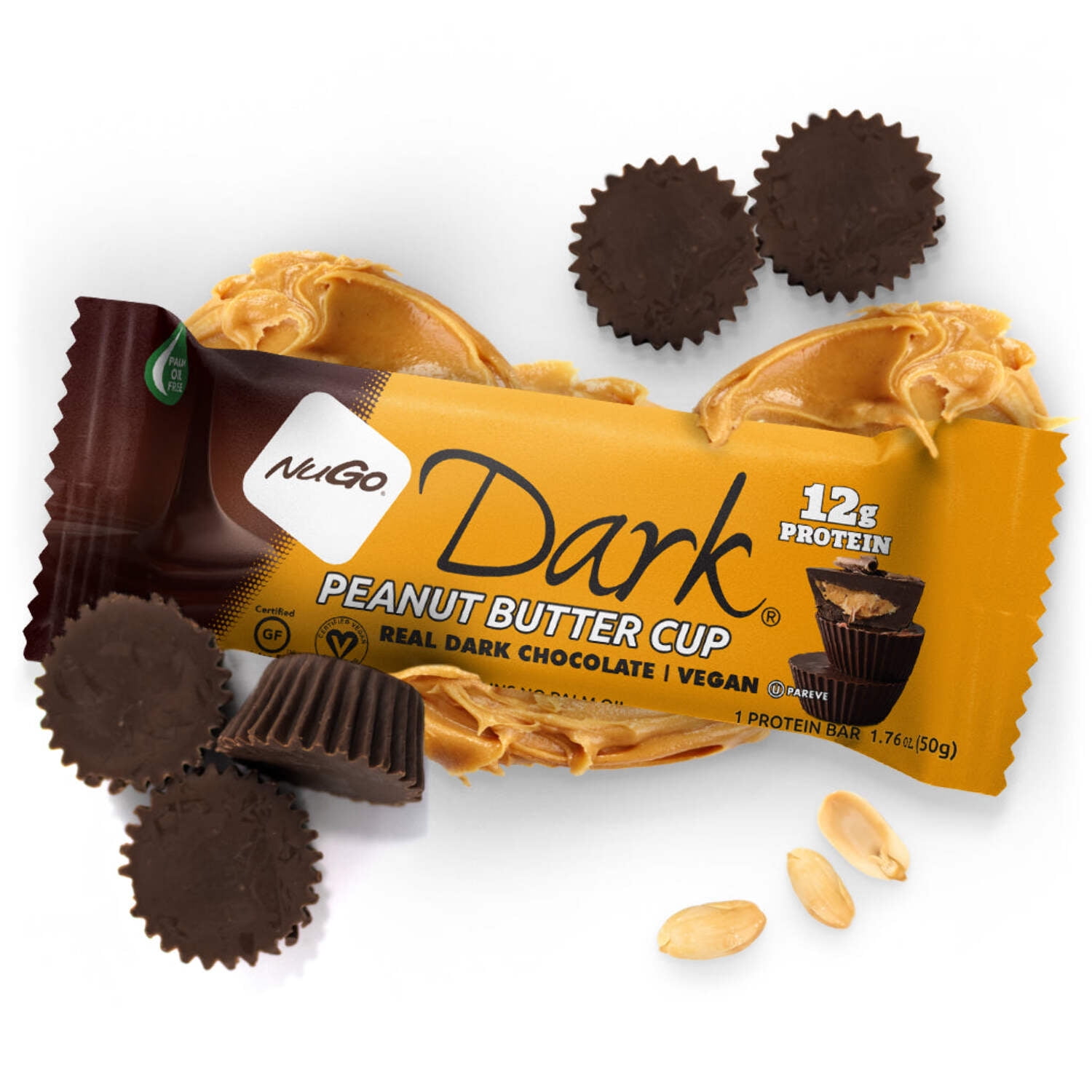 NuGo Dark Peanut Butter Cup, 12g Protein, Vegan, Gluten Free, Kosher Pareve, 24 Count