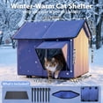 thumbnail image 6 of Outdoor Cat House Weatherproof with Escape Door, Insulated Cat Shelter with Rain Cover, Waterproof Stray Cat Bed for Outside Patio Garden All Season, Works with Heating Pad, 6 of 7