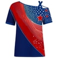 thumbnail image 4 of WAGUTH Womens 4th of July Print T-Shirts Off The Shoulder Patriotic Short Sleeve Tops Casual Basic Tees, 4 of 5