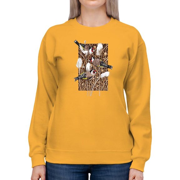 Artshine Goldfinch Cuties Sweatshirt Women -Girija Kulkarni Designs, Female Small