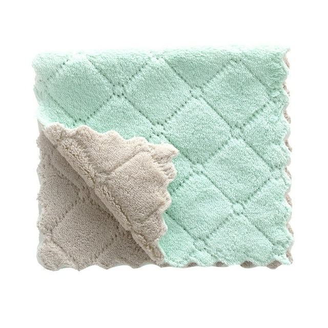 Leylor Microfiber Dish Cloths,Multi Color Microfiber Cleaning Thick Soft Dish Cloths Hand Towel for Kitchen(Green Grey)