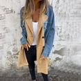 thumbnail image 6 of BAETEUY Women Spring Fall Coat - Denim Jacket Overcoat Patchwork Double-breasted Mid Length Coat, 6 of 8
