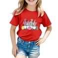 thumbnail image 4 of MIASHUI Haut à Manches Courtes pour Garçons et Filles, T-Shirt Graphique de Pâques, Col Rond, Rouge, 3-4 Ans, 4 of 4