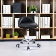 thumbnail image 5 of ANHXN PU Leather Round Rolling Stool with Back Rest Height Adjustable Swivel Drafting Work SPA Task Chair with Wheels, 5 of 8