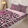 thumbnail image 3 of Homewish Cheetah Print Kid Zipper Full Size Comforter Sets with Fitted Sheet and 2 Pillowcases, Sequin Print E Letter Zipper Bedding Set, Pink Reversible, 4pcs, 3 of 6