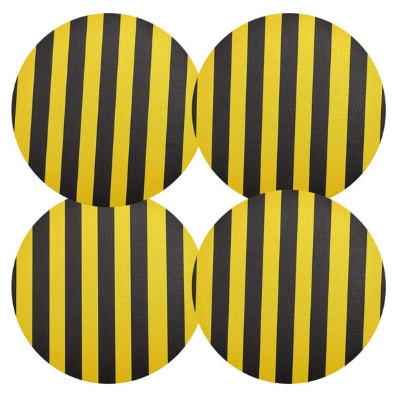 Ryvnso Yellow Stripes Line Pattern Round Plate Mats Dining Table Placemat Set of 4 for Holiday Decoration