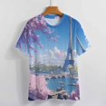 thumbnail image 3 of Blossoming Paris Eiffel Tower T Shirts Basic T-Shirt Short Sleeve Ladies Tee Shirt Summer Graphic Clothing, 3 of 6