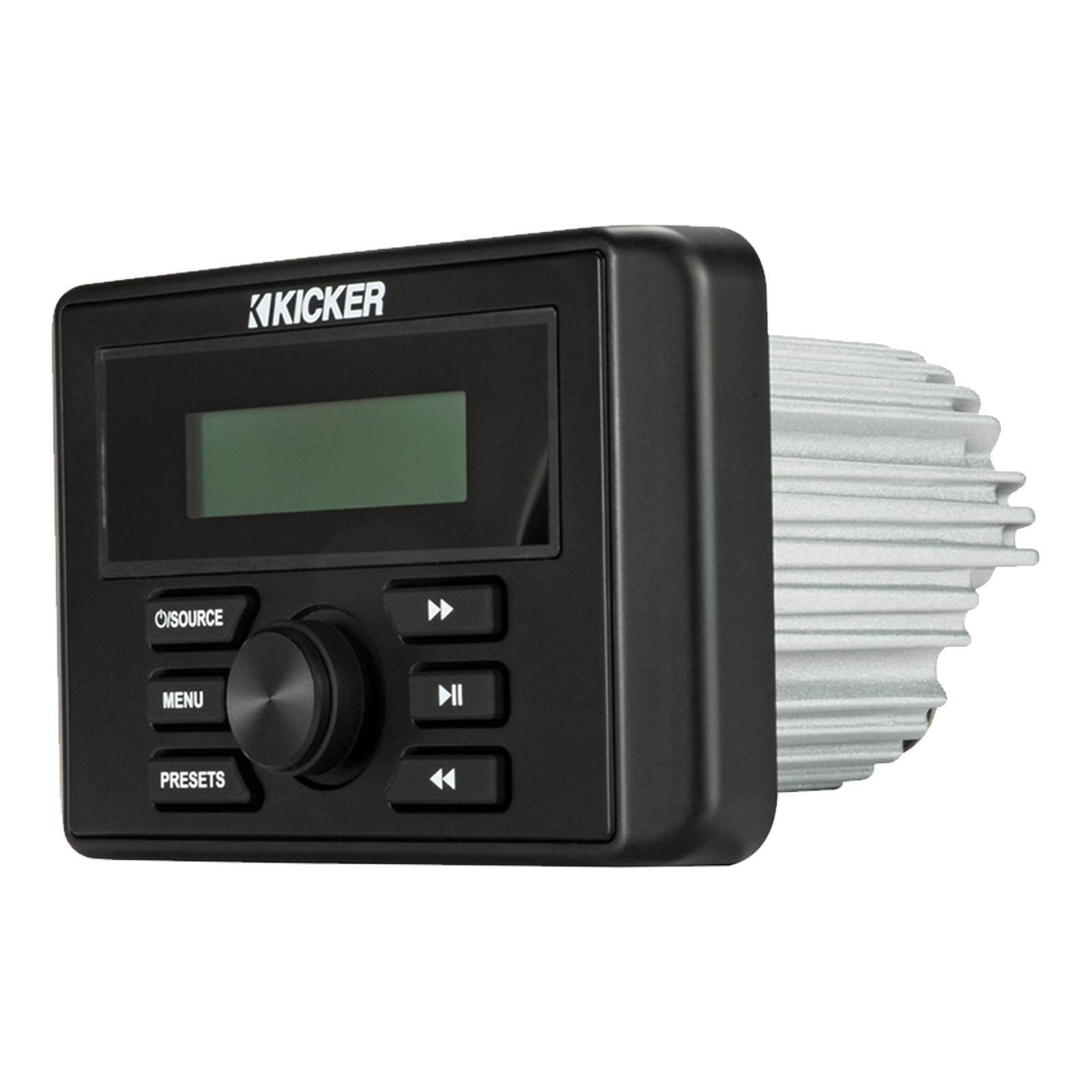 Kicker Weather-Resistant Marine Bluetooth USB RCA Stereo Receiver Bundle Combo with 2 Pair (QTY 4) 6.5" 2-Way 195W Max Coaxial Marine Speaker w/ Charcoal Grilles, 50-Ft 16-Gauge Speaker Wire, Antenna