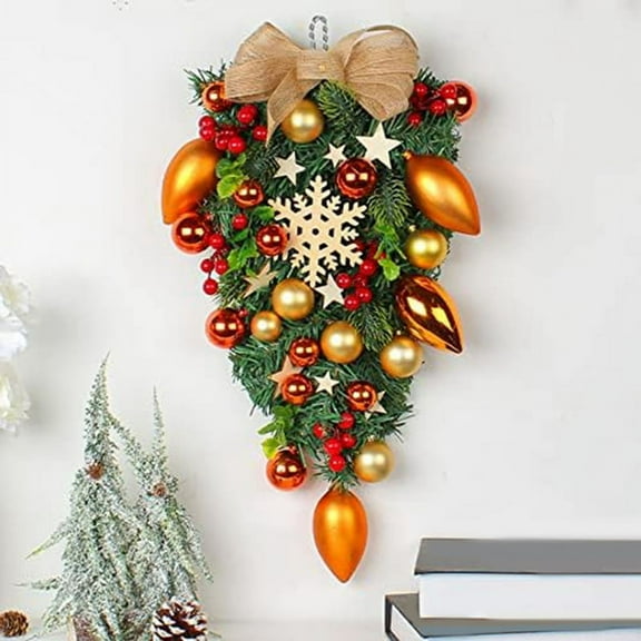 for Decorating Outdoor,Artificial Christmas Decorative Teardrop Christmas Artificial Teardrop Wreath B