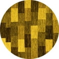 thumbnail image 1 of Ahgly Company Machine Washable Indoor Round Abstract Yellow Modern Area Rugs, 3' Round, 1 of 4