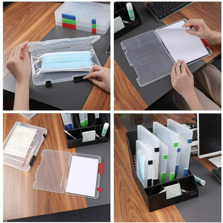 A4 File Storage Box Portable Project Case Clear Plastic Box 12 x 9Inch  Office Supplies Desk Organizer and Accessories Y3NC