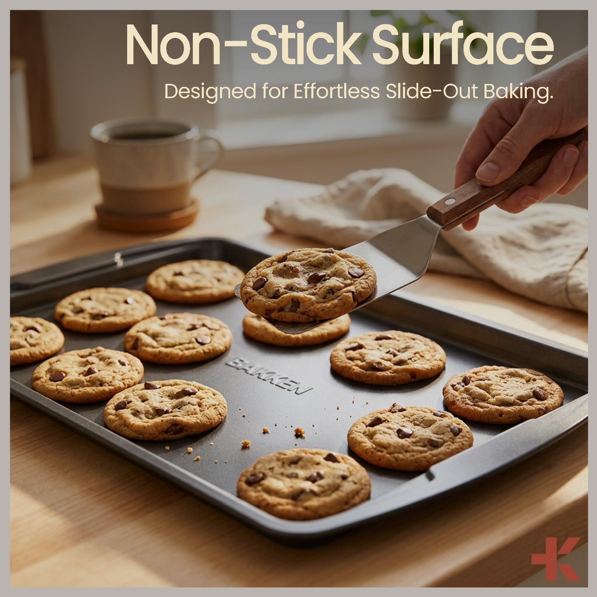 Bakken- Swiss 10-Piece Bakeware Sets, Nonstick Carbon Steel Baking Sheet & Pans, Stackable Space-Saving Bakeware, Stain-resistant, Oven Safe (up to 450°F), Gray