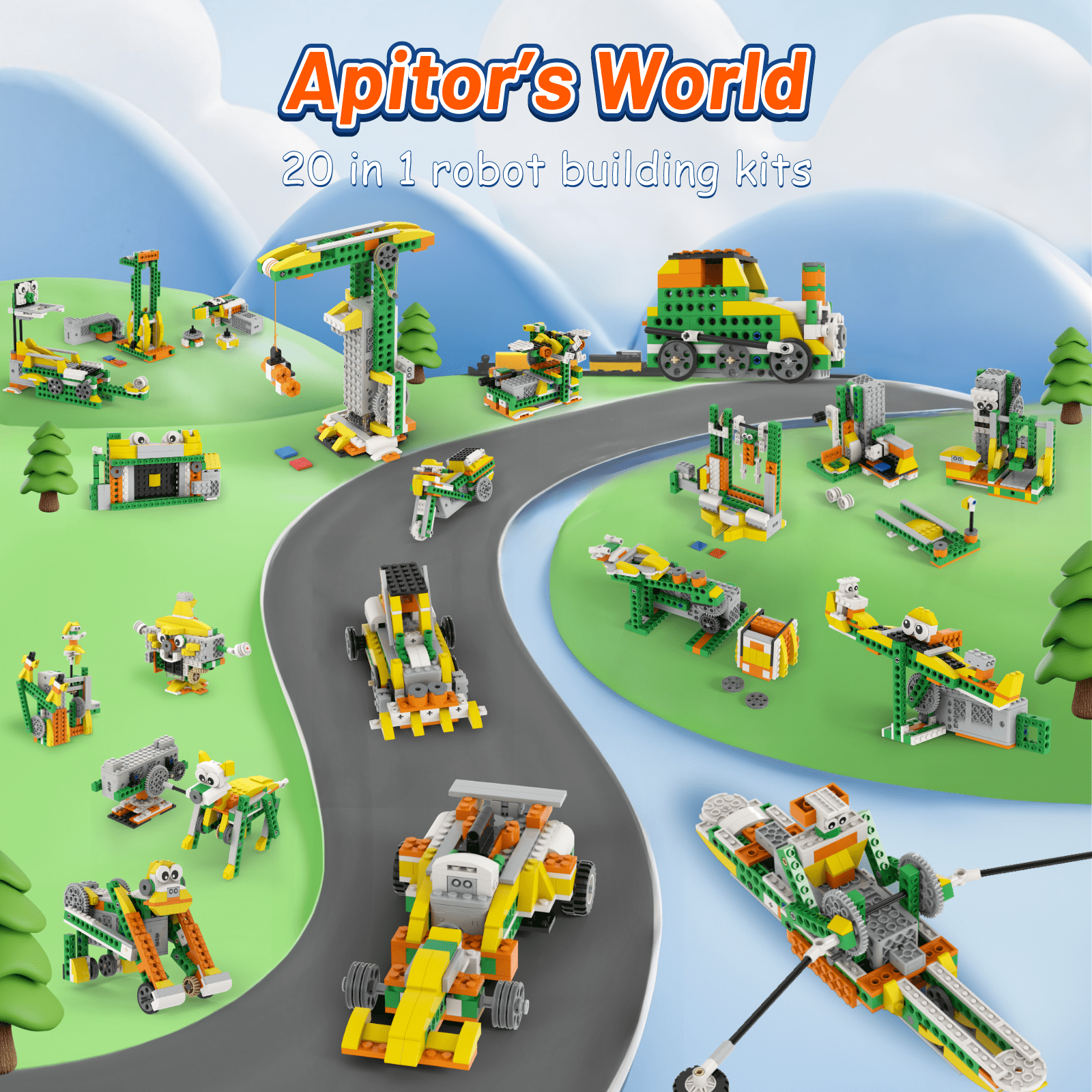 Apitor Robot Q STEM Toys for Kids Ages 6-12 ,Coding Robot for Kids, 20-in-1 Robotic Building Kits, Programmble Boys Toys, Learning & Education Gifts for Boys and Girls 6+ Christmas Birthday
