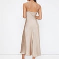 thumbnail image 4 of Mohiass Women's Spaghetti Strap Midi Satin Silk Dresses Slip Cowl Neck Party Cocktail Evening Dress Beige M, 4 of 7