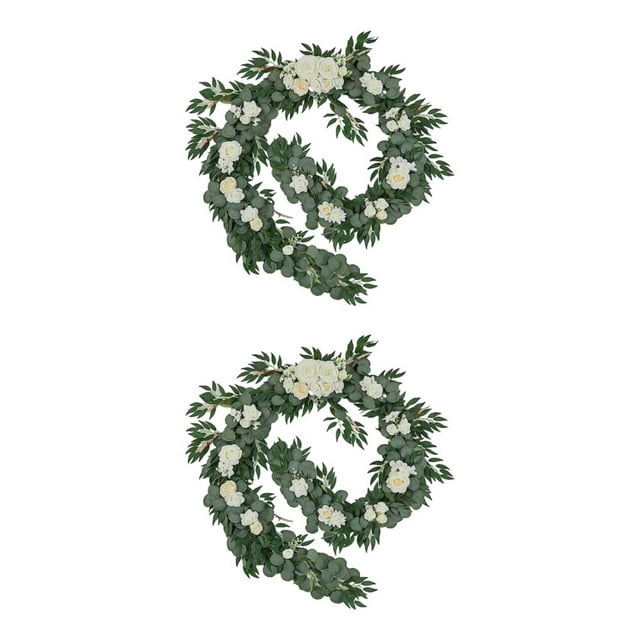 mmirethe Durable Artificial Flower Table Runner - Good Texture Exquisite Crafted Decoration Wedding White 2Set
