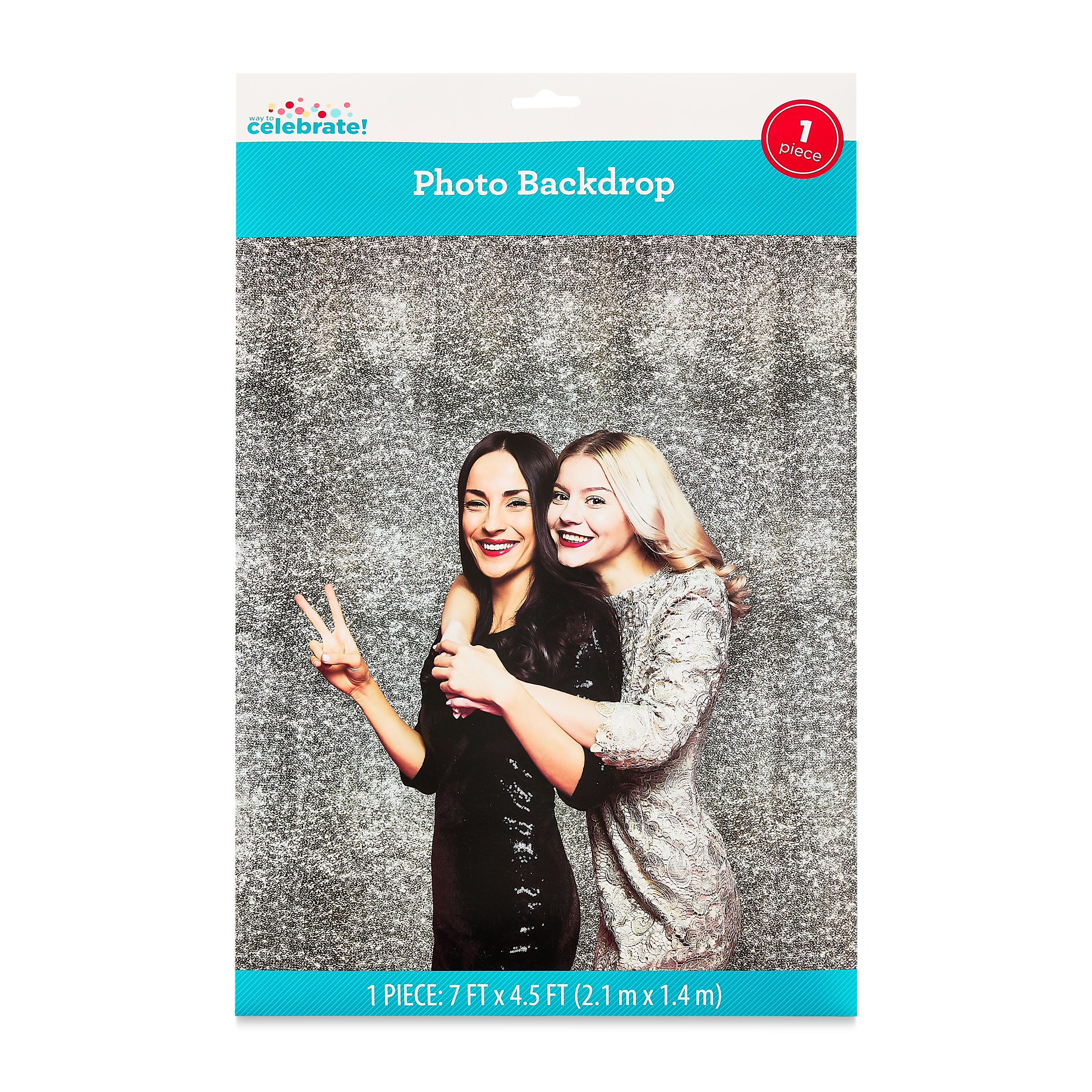 Way To Celebrate Silver Glitter Photo Backdrop, 7 ft x 4.5 ft photo 5