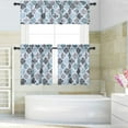 thumbnail image 7 of Moroccan Kitchen Curtains Tier & Valance Set, Lattice Pattern Cotton Blend Cafe Bathroom Curtains for Small Windows,Gray/Teal 58"*24"*2+58"*15", 7 of 7