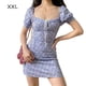 thumbnail image 1 of Vestido corto Estampado floral Manga abullonada Ropa Mini vestido de cintura alta, Púrpura, XXL Inevent AP001696-08, 1 of 7