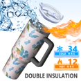 thumbnail image 5 of Floral 40oz Tumbler– Stainless Steel Insulated Tumbler with Handle and Straw, Large Capacity Travel Cup for Hot & Cold Drinks,Thanksgiving,Christmas, Spring,Flower, 5 of 6